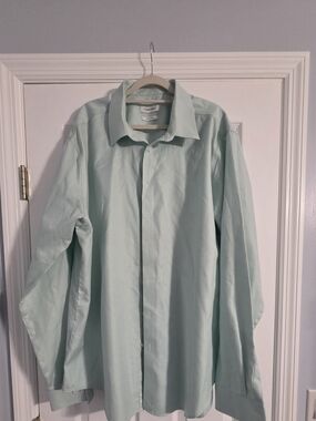 Calvin Klein Light Mint Patterned Dress Shirt, Big & Tall